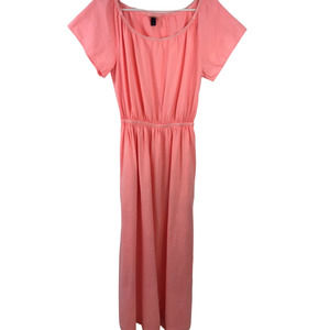 Universal Thread Women's Coral Pink Short Sleeve Back Cut Out Midi Dress Sz Med